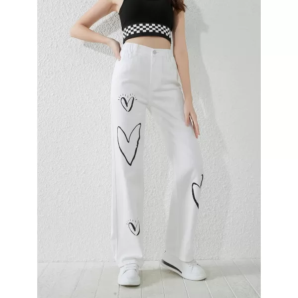 Floerns&nbsp;Women's Straight Leg&nbsp;Baggy Jeans for Teen Girls Butterfly Print