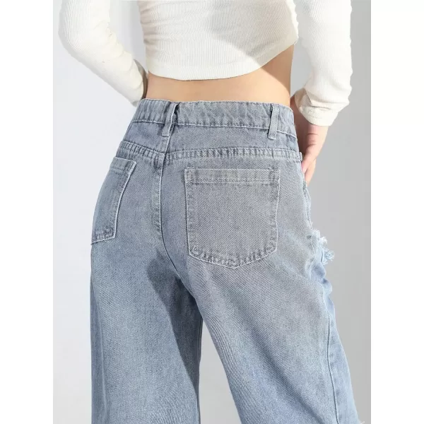 Floerns&nbsp;Women's Straight Leg&nbsp;Baggy Jeans for Teen Girls Butterfly Print