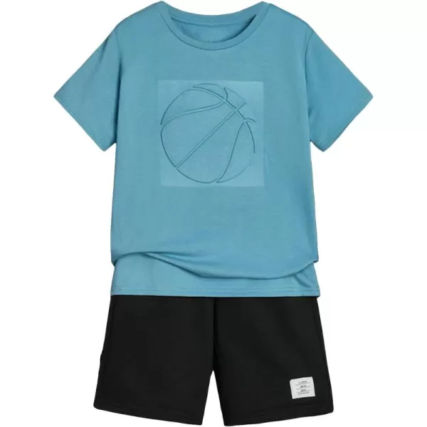 Floerns Boys 2 Piece Tracksuit Short Sleeve Tee Shirt with Shorts Outfit Set