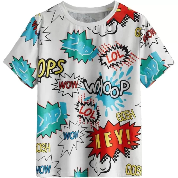 Floerns Boys Graphic Print Short Sleeve Tee Crew Neck Reflective Casual T Shirt