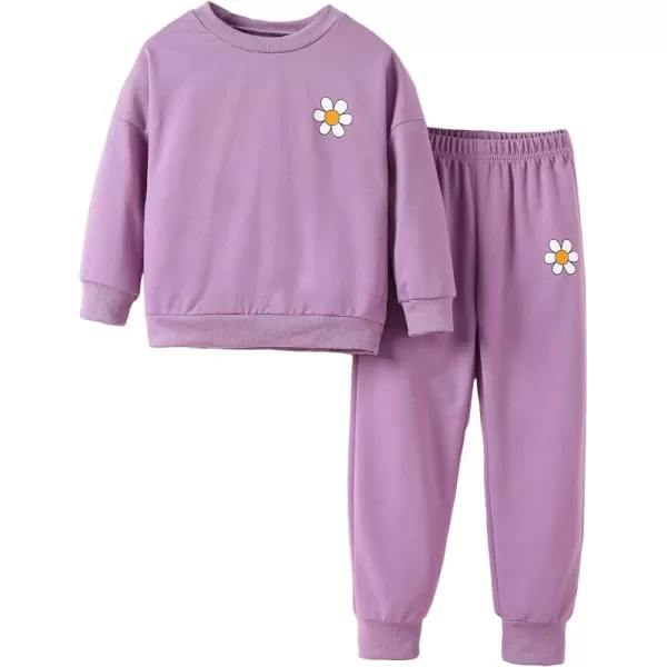 Floerns Girl's 2 Piece Outfit Floral Print Long Sleeve Sweatshirt Jogger Pants Set