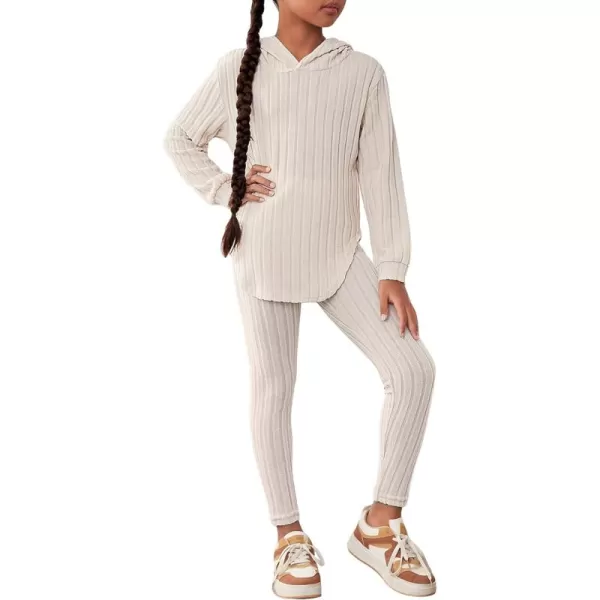 Floerns Girl's 2 Piece Outfit Long Sleeve Hoodie Top and Leggings Pants Set