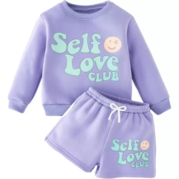 Floerns Girl's 2 Piece Outfit Long Sleeve Sweatshirt Top with Track Shorts Set