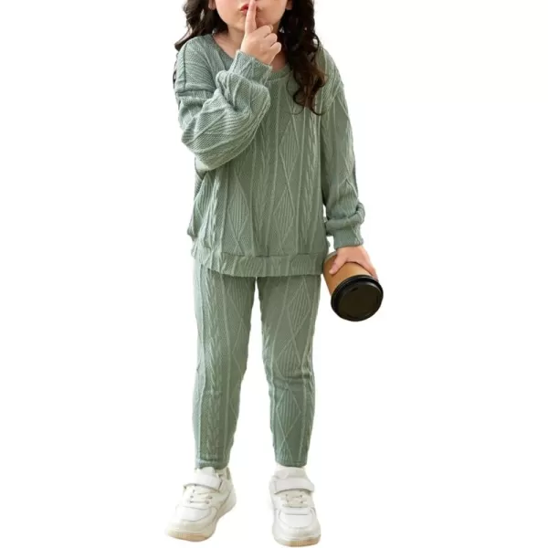 Floerns Girl's 2 Piece Outfit Solid Long Sleeve Sweatshirt with Leggings Set