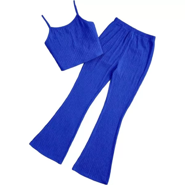 Floerns Girls 2 Piece Outfit Spaghetti Strap Camisole and Flare Leg Pants Set