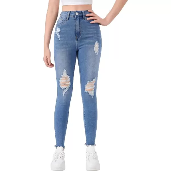 Floerns Girls Ripped High Waisted Skinny Denim Jeans Long Pants