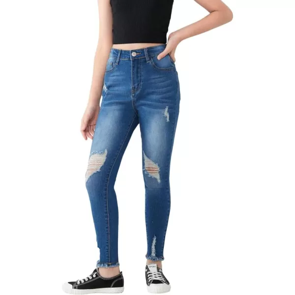 Floerns Girls Ripped High Waisted Skinny Denim Jeans Long Pants