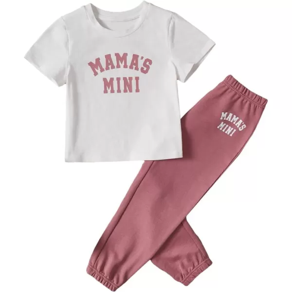 Floerns Girl's Two Piece Outfit Letter Print Tee Shirt and Sweatpants Set