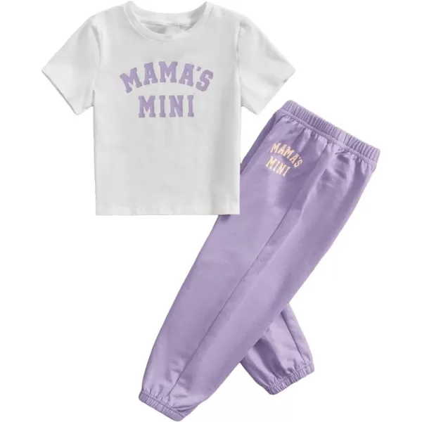 Floerns Girl's Two Piece Outfit Letter Print Tee Shirt and Sweatpants Set