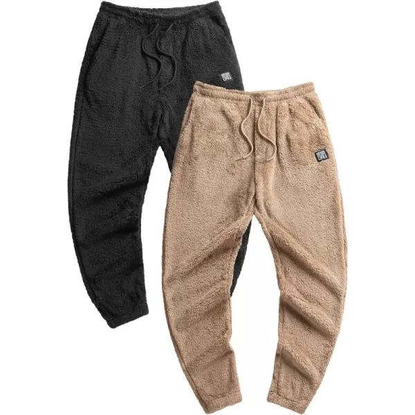 Floerns Men's 2 Pcs Letter Patched Drawstring Waist Thermal Track Jogger Pants