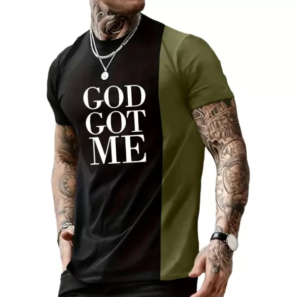 Floerns Men's Casual Color Block Letter Graphic Print Short Sleeve T Shirt Tops