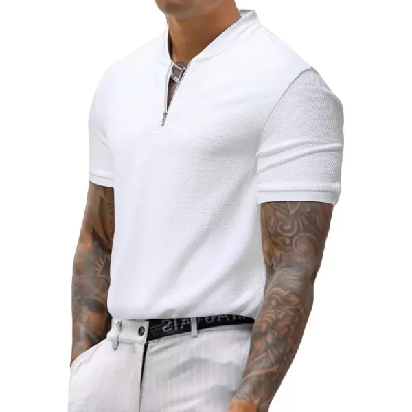Floerns Men's Casual Quarter Zipper Short Sleeve Mock Neck T Shirt