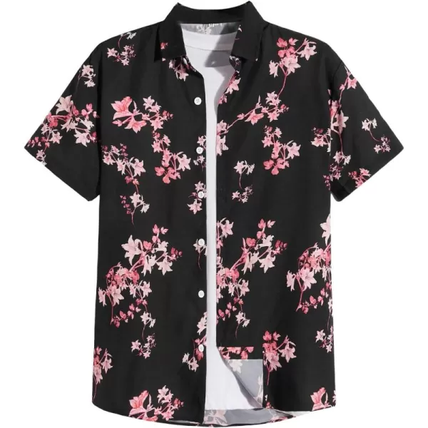 Floerns Men's Causal Summer Print Hawaiian Shirt Short Sleeve Button Down Beach Shirts
