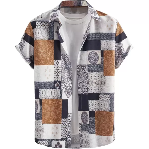 Floerns Men's Causal Summer Print Hawaiian Shirt Short Sleeve Button Down Beach Shirts