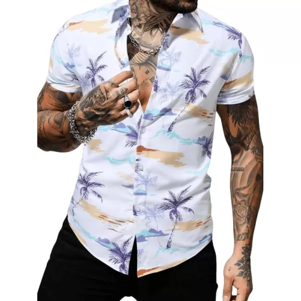 Floerns Men's Causal Summer Print Hawaiian Shirt Short Sleeve Button Down Beach Shirts