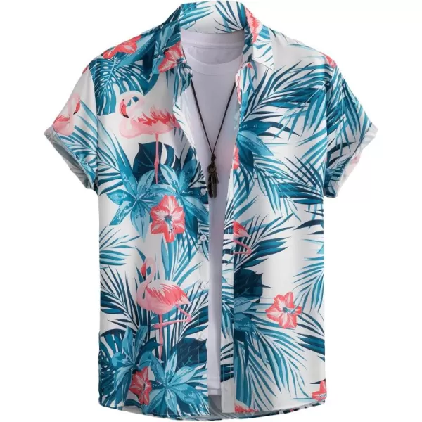 Floerns Men's Causal Summer Print Hawaiian Shirt Short Sleeve Button Down Beach Shirts