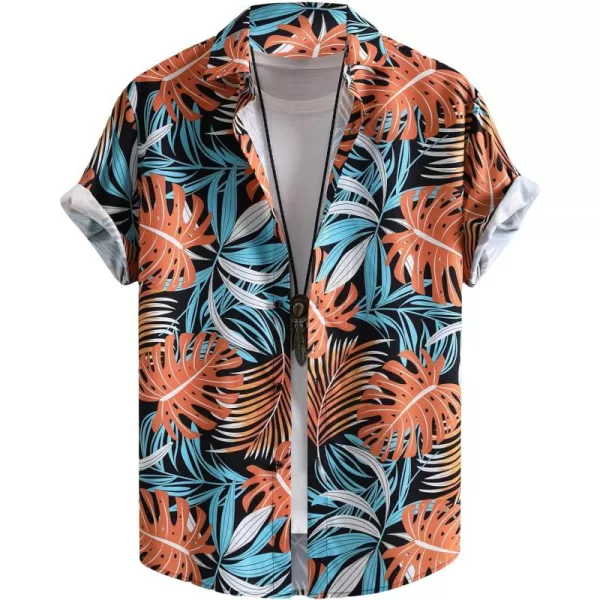 Floerns Men's Causal Summer Print Hawaiian Shirt Short Sleeve Button Down Beach Shirts