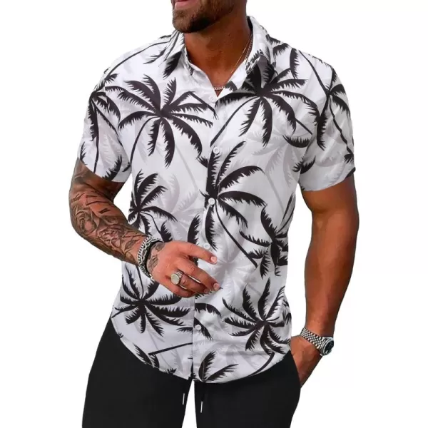 Floerns Men's Causal Summer Print Hawaiian Shirt Short Sleeve Button Down Beach Shirts