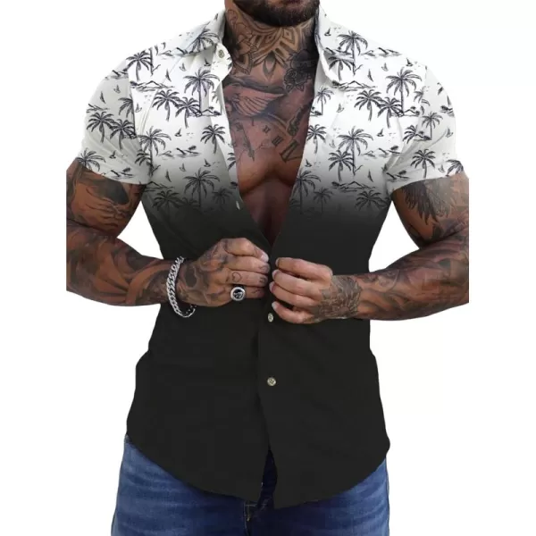 Floerns Men's Causal Summer Print Hawaiian Shirt Short Sleeve Button Down Beach Shirts