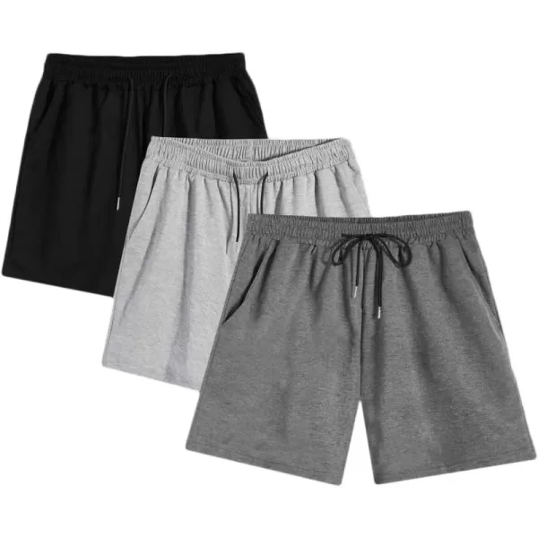 Floerns Men's Drawstring Waist Track Shorts 3 Packs with Pockets