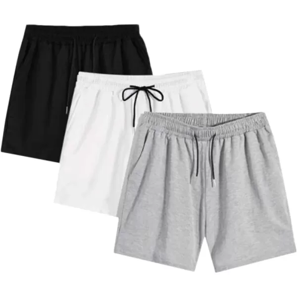 Floerns Men's Drawstring Waist Track Shorts 3 Packs with Pockets