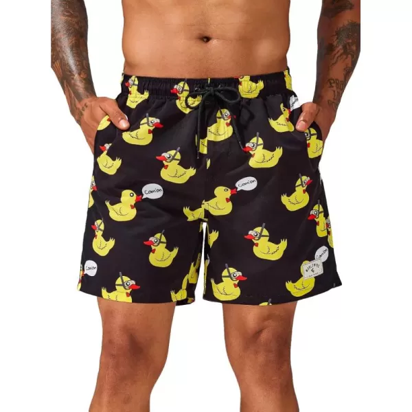 Floerns Men's Graphic Print Board Shorts Drawstring Waist Beach Swim Trunks
