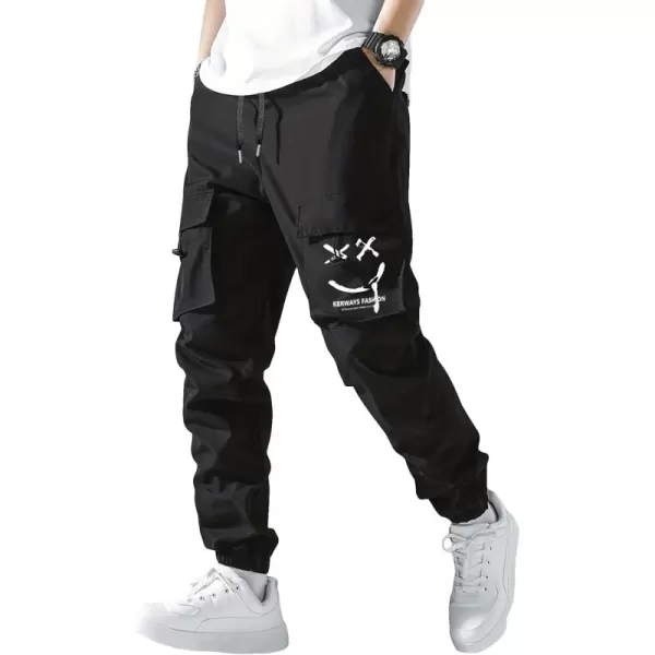 Floerns Men's Graphic Print Drawstring Waist Streetwear Jogger Cargo Pants