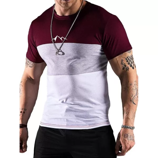 Floerns Men's Letter Print Short Sleeve Colorblock Crewneck Casual Tee Shirt