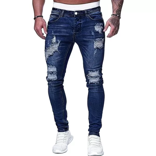 Floerns Men's Ripped Skinny Pants Distressed Denim Jeans with Pocket