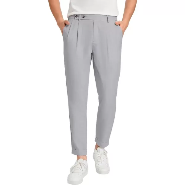 Floerns Men's Slant Pocket Fold Pleated Workout Pants Office Tailored Pants