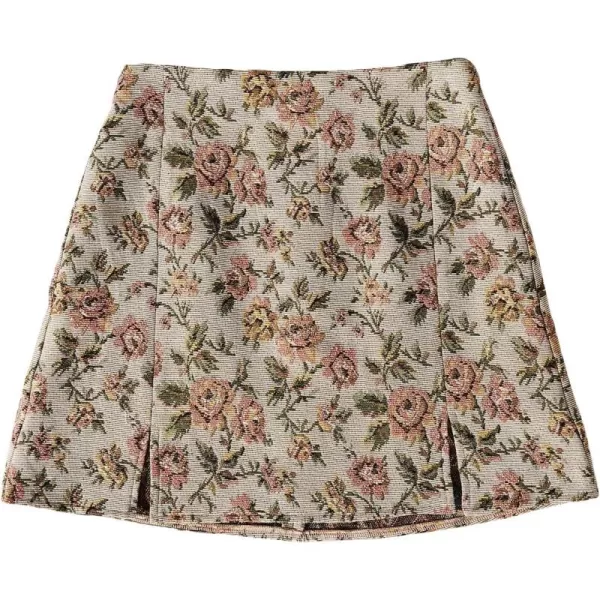 Floerns Women's Boho Floral Jacquard High Waist Split Hem Short Mini Skirt