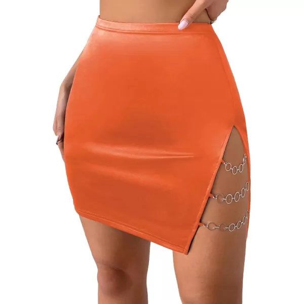 Floerns Women's Cut Out Chain Linked High Waist Party Bodycon Mini Skirt