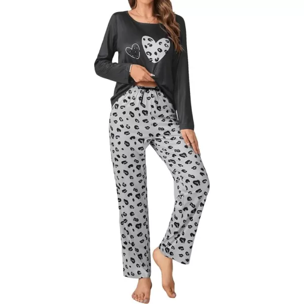 Floerns Women's Cute Sleepwear Long Sleeve Top and Pants Two Piece Pajama Sets
