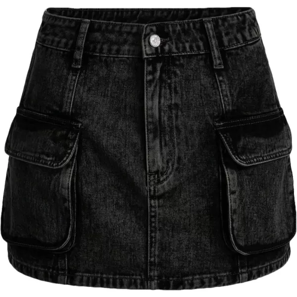 Floerns Women's High Waisted Denim Mini Skirt Flap Pocket Bodycon Jean Cargo Skirts