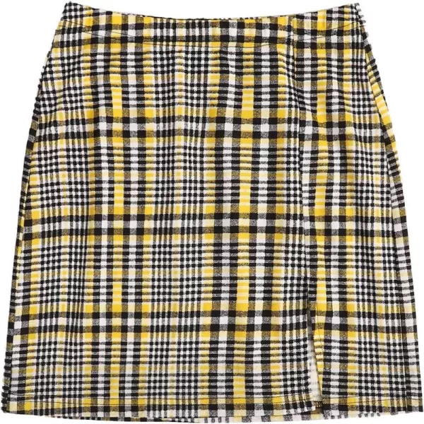 Floerns Women's Plaid High Waist Bodycon Split Mini Skirt