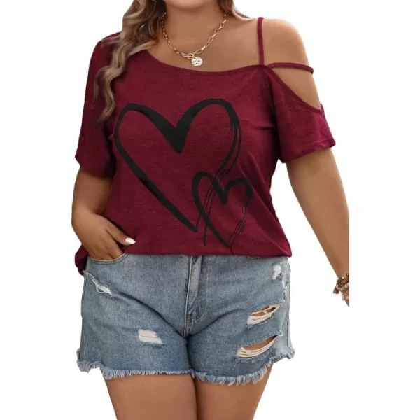 Floerns Women's Plus Size Asymmetrical Neck Graphic Print Short Sleeve T Shirt