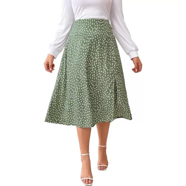 Floerns Women's Plus Size Boho Floral High Waist Split Thigh A Line Midi Skirt