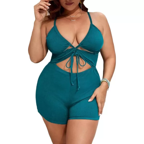 Floerns Women's Plus Size Monokini Cut Out Knot Front Crisscross One Piece Swimsuit