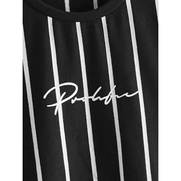 Floerns Boy's 2 Pcs Short Sleeve Striped Print Drop Shoulder Tee Shirt