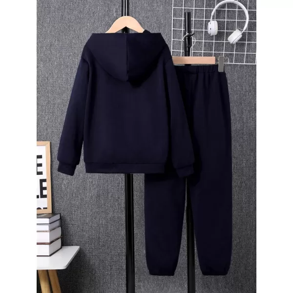Floerns Boys 2 Piece Outfit Long Sleeve Hoodie Sweatshirt Drawstring Waist Pants Set