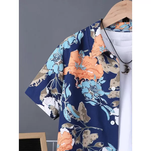 Floerns Boy's 2 Piece Outfit Short Sleeve Boho Shirt Blouse with Shorts Set