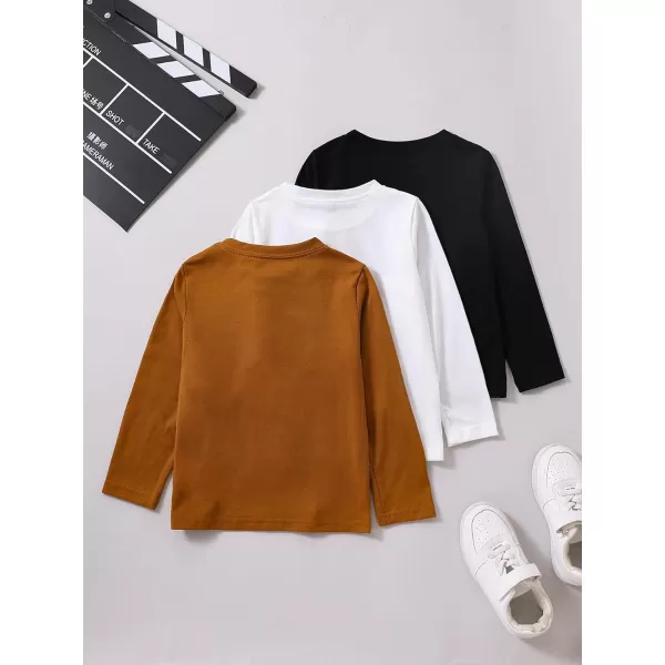 Floerns Boy's 3 Pcs Long Sleeve Tee Shirts Kids Letter Patch Casual T Shirt