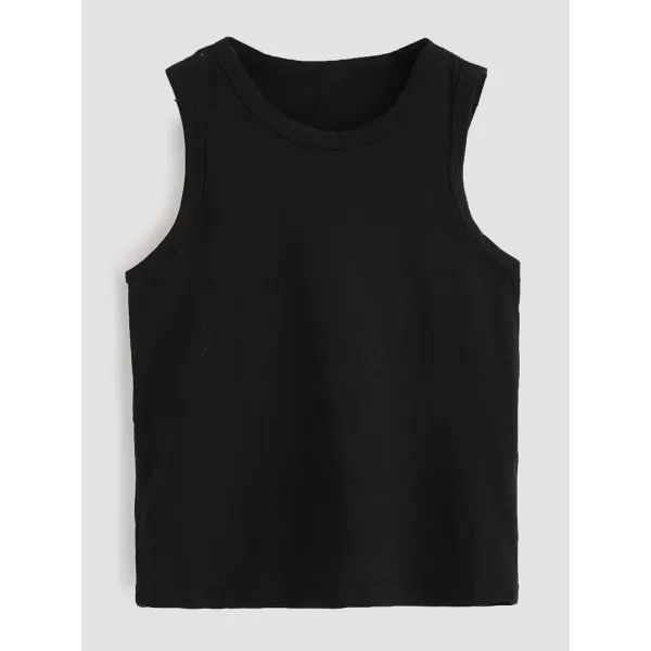 Floerns Boy's 4 Pcs Sleeveless Camisole Solid Round Neck Tank Top
