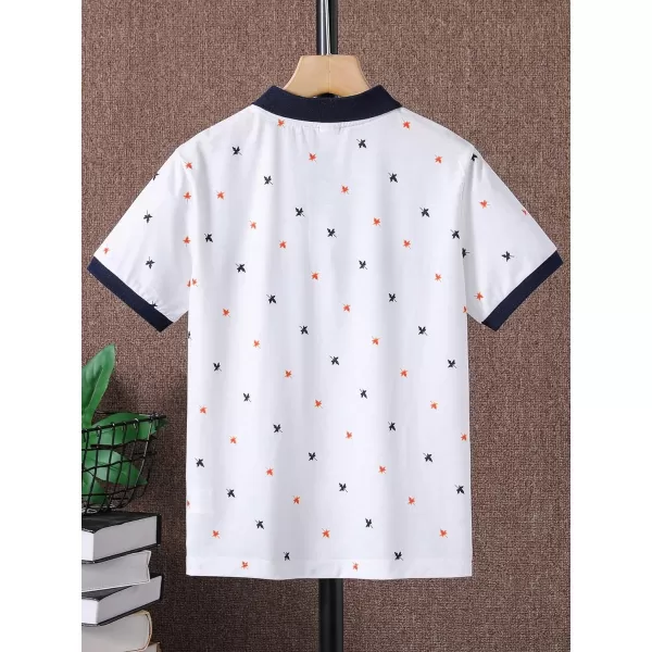 Floerns Boy's Allover Print Short Sleeve Lapel Collar Casual Shirts Blouse