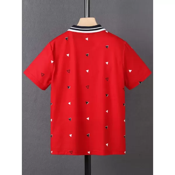 Floerns Boy's Allover Print Short Sleeve Lapel Collar Casual Shirts Blouse