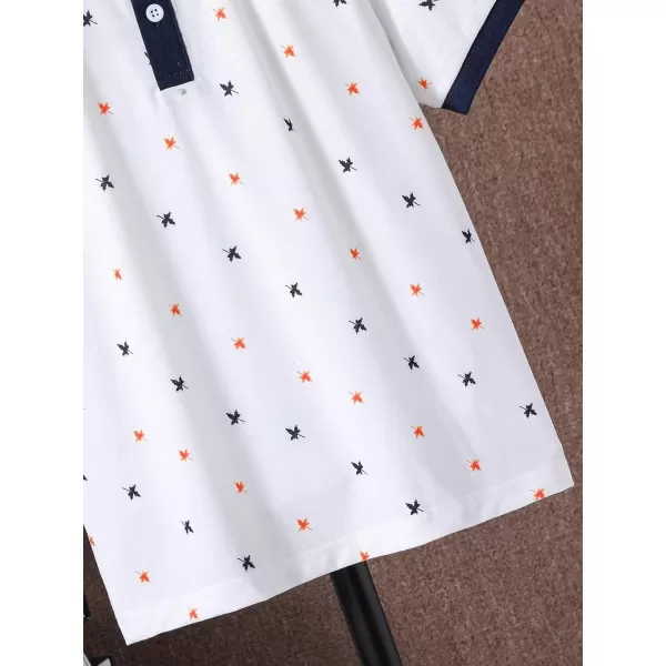 Floerns Boy's Allover Print Short Sleeve Lapel Collar Casual Shirts Blouse