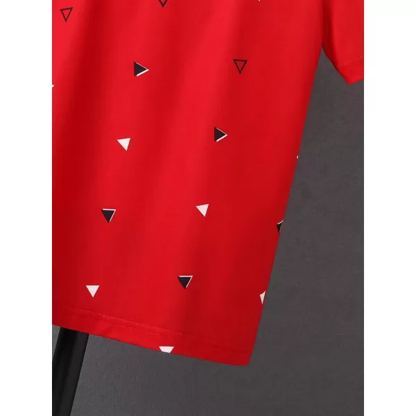 Floerns Boy's Allover Print Short Sleeve Lapel Collar Casual Shirts Blouse
