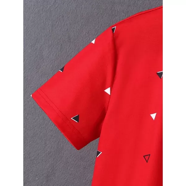 Floerns Boy's Allover Print Short Sleeve Lapel Collar Casual Shirts Blouse