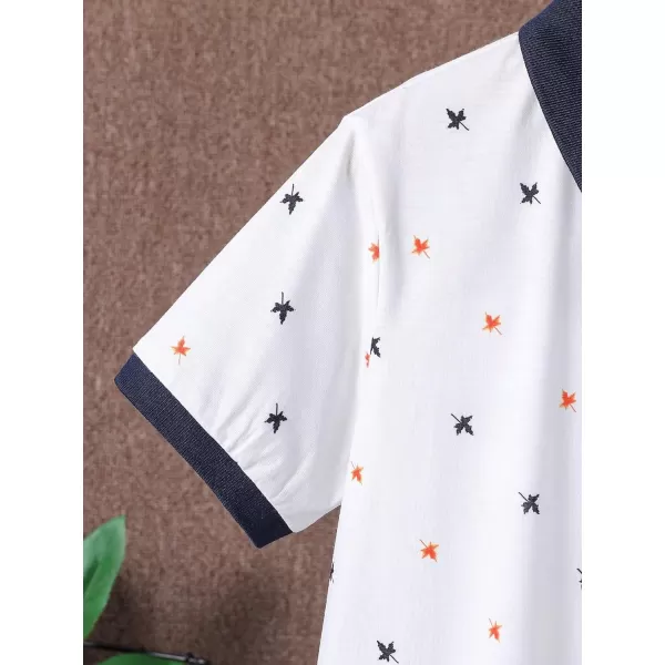 Floerns Boy's Allover Print Short Sleeve Lapel Collar Casual Shirts Blouse