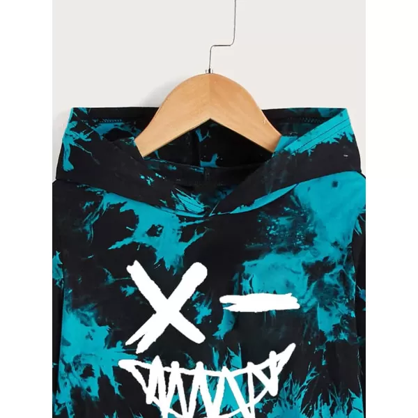 Floerns Boy's Cartoon Graphic Print Long Sleeve Tie Dye Sweatshirt Hoodie